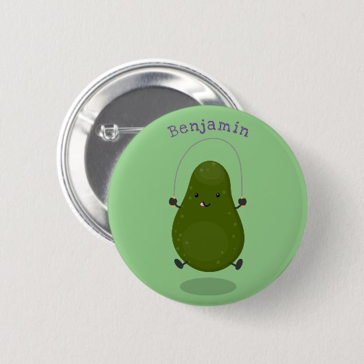Cute avocado spring cartoon illustratie ronde button 5,7 cm (Voorkant /achterkant)