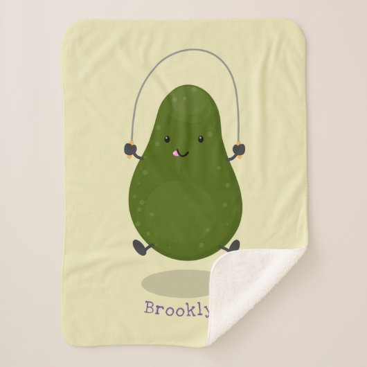 Cute avocado spring cartoon illustratie sherpa deken (Voorkant)