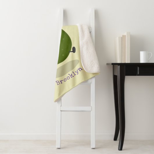 Cute avocado spring cartoon illustratie sherpa deken (In situ)