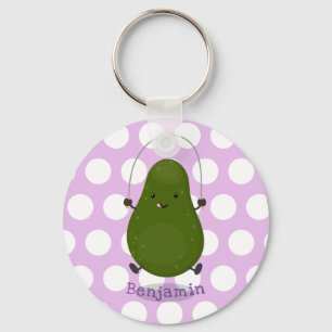 Cute avocado spring cartoon illustratie sleutelhanger