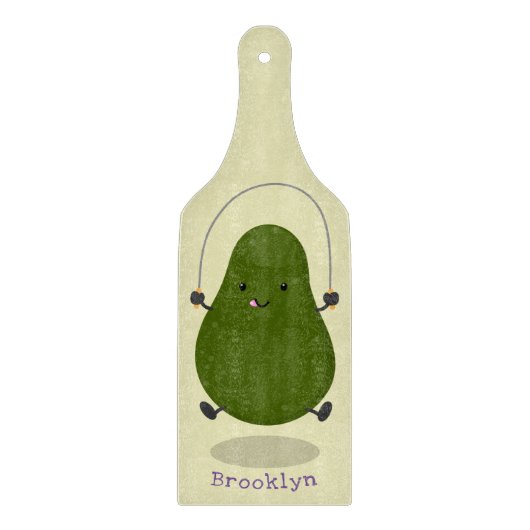 Cute avocado spring cartoon illustratie snijplank (Voorkant)