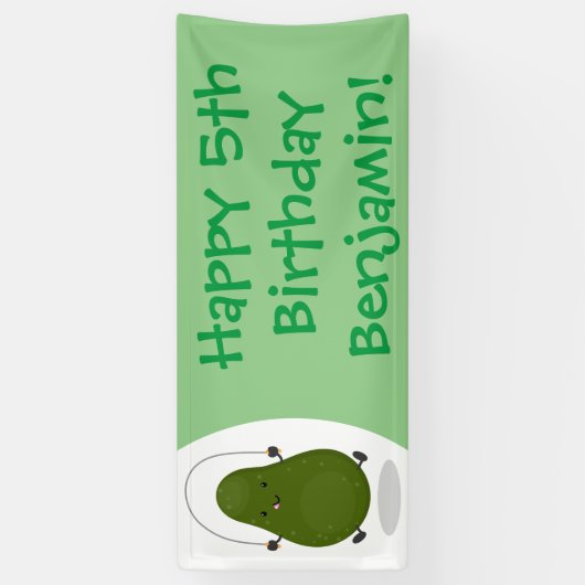 Cute avocado spring cartoon illustratie spandoek (Verticaal)