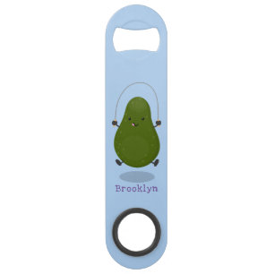 Cute avocado spring cartoon illustratie speed flessenopener
