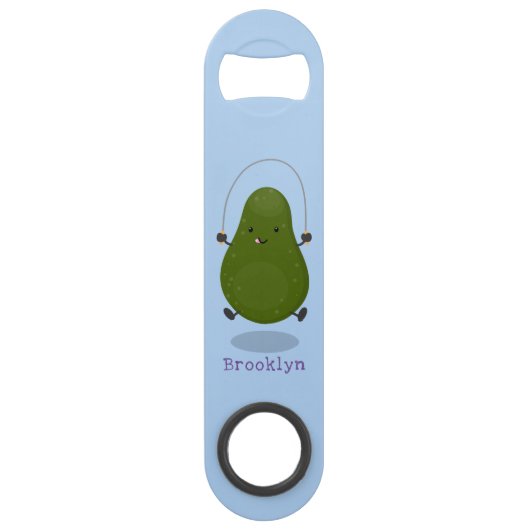 Cute avocado spring cartoon illustratie speed flessenopener (Voorkant)