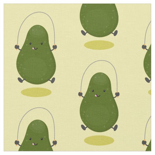 Cute avocado spring cartoon illustratie stof (Close Up)