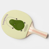 Cute avocado spring cartoon illustratie tafeltennisbatje (Zijkant)