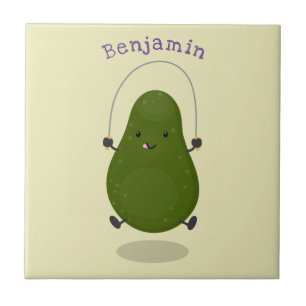 Cute avocado spring cartoon illustratie tegeltje