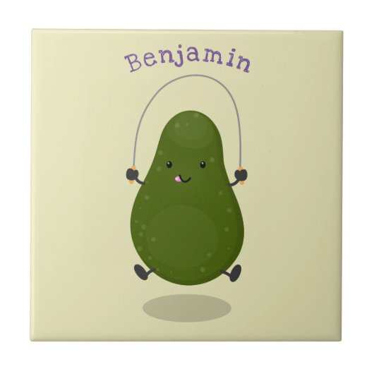 Cute avocado spring cartoon illustratie tegeltje (Voorkant)
