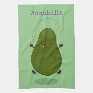 Cute avocado spring cartoon illustratie theedoek