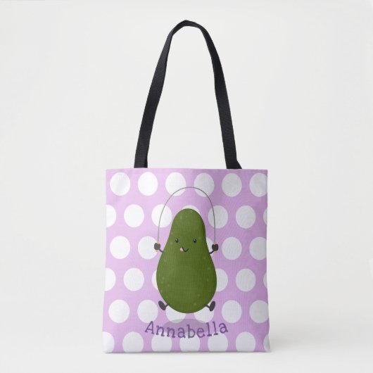 Cute avocado spring cartoon illustratie tote bag (Voorkant)