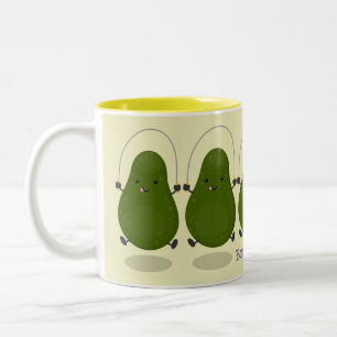Cute avocado spring cartoon illustratie tweekleurige koffiemok