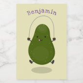 Cute avocado spring cartoon illustratie voedselcontainer etiket (Enkel label)