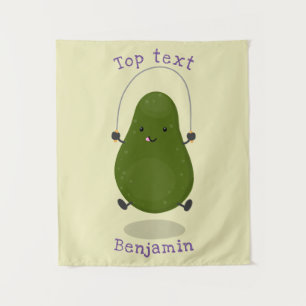 Cute avocado spring cartoon illustratie wandkleed