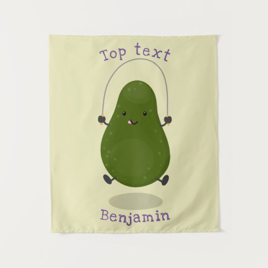 Cute avocado spring cartoon illustratie wandkleed (Voorkant)