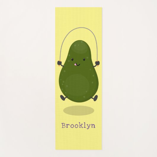 Cute avocado spring cartoon illustratie yogamat (Voorkant)