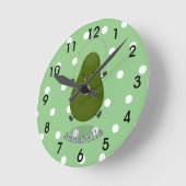 Cute avocado springtouw cartoon illustratie ronde klok (Hoek)