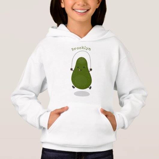 Cute avocado springtouw cartoonillustratie (Voorkant)