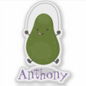 Cute avocado springtouw cartoonillustratie sticker (Voorkant)