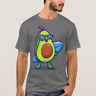 Cute Avocado surft in de Cartoon van het Zee T-shirt
