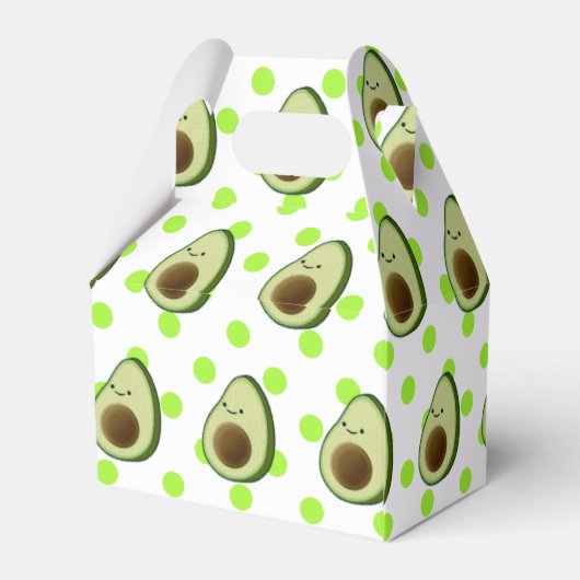 Cute Avocado Tekening Green Polka Dots Bedankdoosjes (Achterkant)
