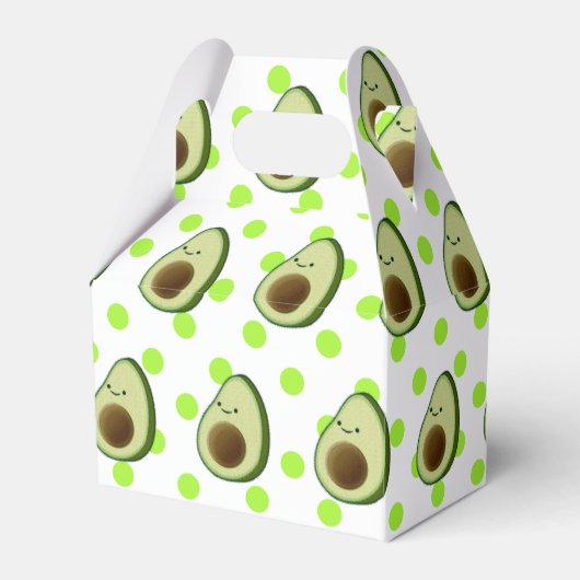 Cute Avocado Tekening Green Polka Dots Bedankdoosjes (Voorkant Zijde)