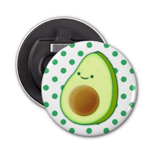 Cute Avocado Tekening Green Polka Dots Button Flesopener