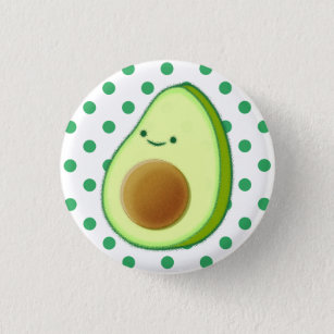 Cute Avocado Tekening Green Polka Dots Ronde Button 3,2 Cm