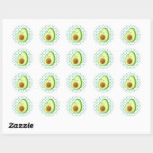 Cute Avocado Tekening Green Polka Dots Ronde Sticker (Vel)