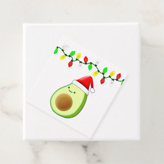 Cute Avocado Tekening Santa Hat-kerstlampjes Bedankjes Labels (In situ)