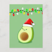 Cute Avocado Tekening Santa Hat-kerstlampjes Briefkaart (Voorkant)