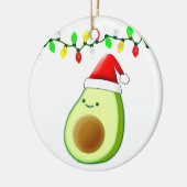 Cute Avocado Tekening Santa Hat-kerstlampjes Keramisch Ornament (Links)