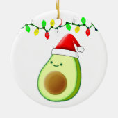 Cute Avocado Tekening Santa Hat-kerstlampjes Keramisch Ornament (Achterkant)