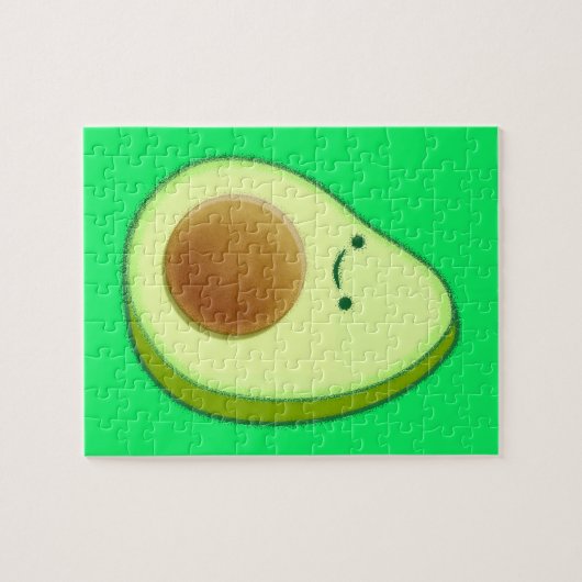 Cute Avocado tekent op groen Legpuzzel (Horizontaal)