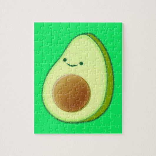 Cute Avocado tekent op groen Legpuzzel (Verticaal)