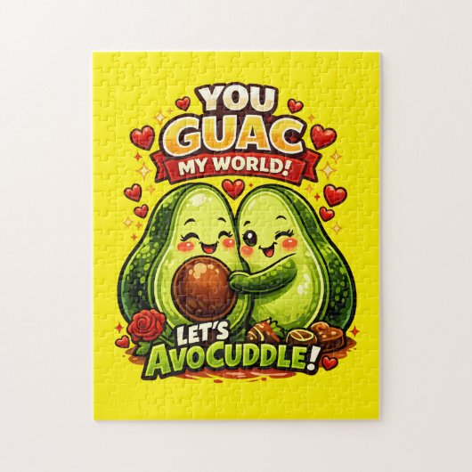 Cute Avocado Valentine’s Love Design, kawaii Love Legpuzzel (Verticaal)