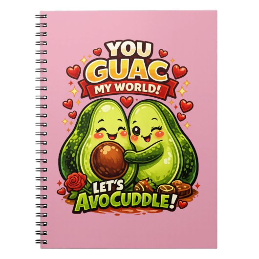 Cute Avocado Valentine’s Love Design, kawaii Love Notitieboek (Voorkant)
