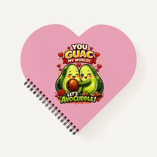 Cute Avocado Valentine’s Love Design, kawaii Love Notitieboek (Voorkant)