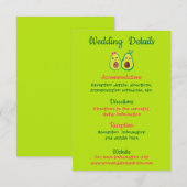 Cute Avocados Romantic Wedding Details Informatiekaartje (Voorkant / Achterkant)