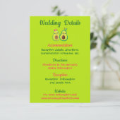 Cute Avocados Romantic Wedding Details Informatiekaartje (Staand voorkant)