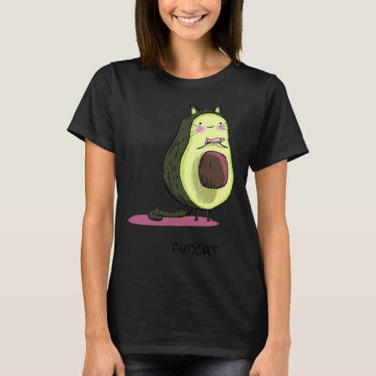 Cute Avocat Avocado Pink Cat Kitten Pun Healthy Ve T-shirt (Voorkant)