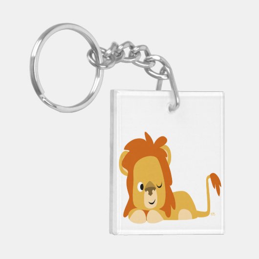 Cute Awake Cartoon Lion AcrylSleutelhanger Sleutelhanger (Voorkant Links)