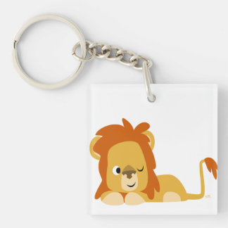 Cute Awake Cartoon Lion AcrylSleutelhanger Sleutelhanger