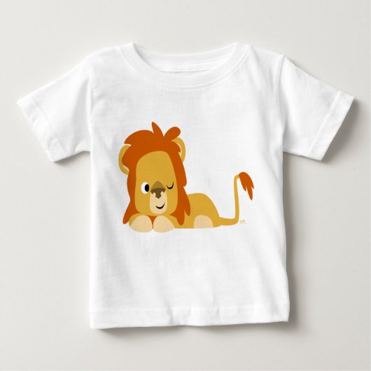 Cute Awake Cartoon Lion Children T-shirt (Voorkant)