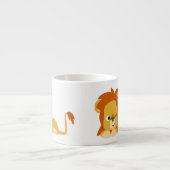 Cute Awake Cartoon Lion Espresso Kop (Voorkant)