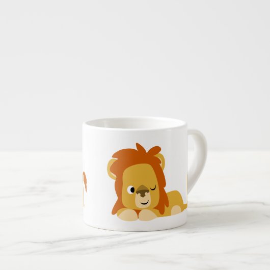 Cute Awake Cartoon Lion Espresso Kop (Voorkant rechts)