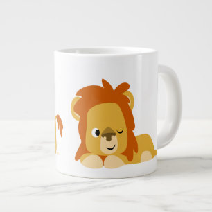 Cute Awake Cartoon Lion Grote Koffiekop