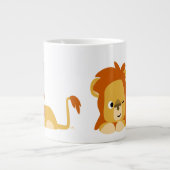 Cute Awake Cartoon Lion Grote Koffiekop (Voorkant)