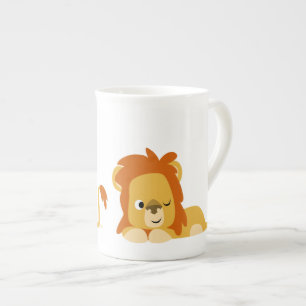 Cute Awake Cartoon Lion Porselein Kop