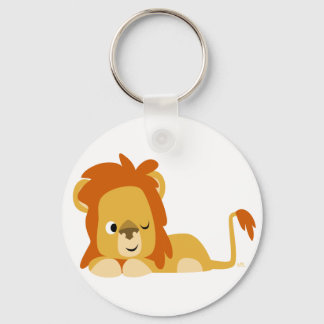 Cute Awake Cartoon Lion Sleutelhanger