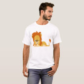 Cute Awake Cartoon Lion T-shirt (Voorkant volledig)